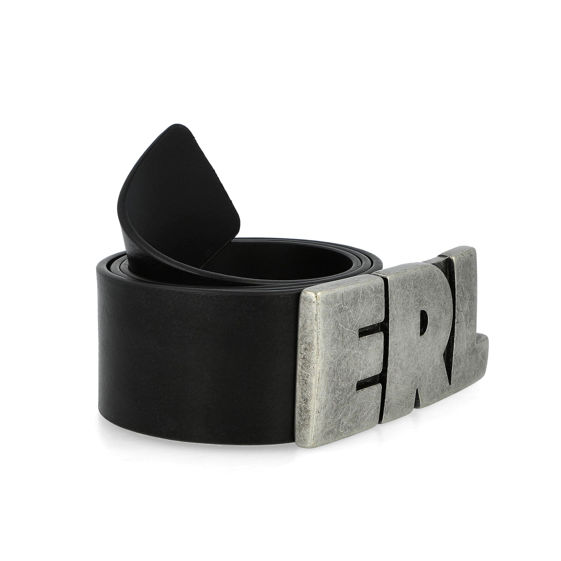 ERL Logo Leather Belt Black Belt ERL11K050-1 / Black Close-up | Overkill
