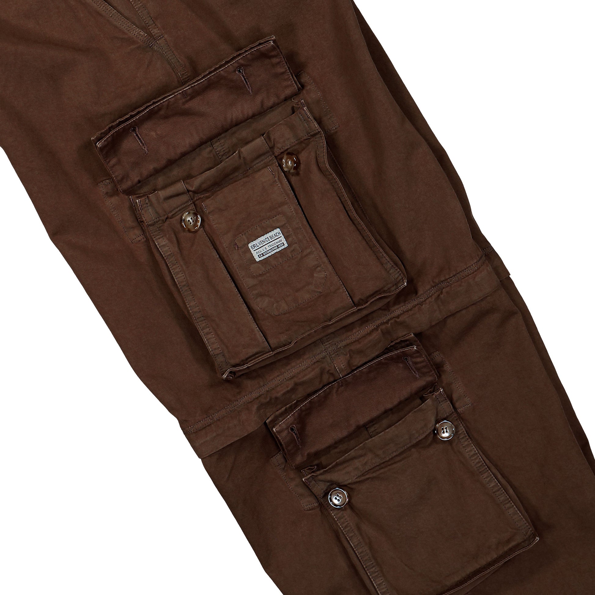 ERL Woven Zip-Off Cargo Pants Brown Pants ERL11P006-1 / Brown Detail View 3 | Overkill
