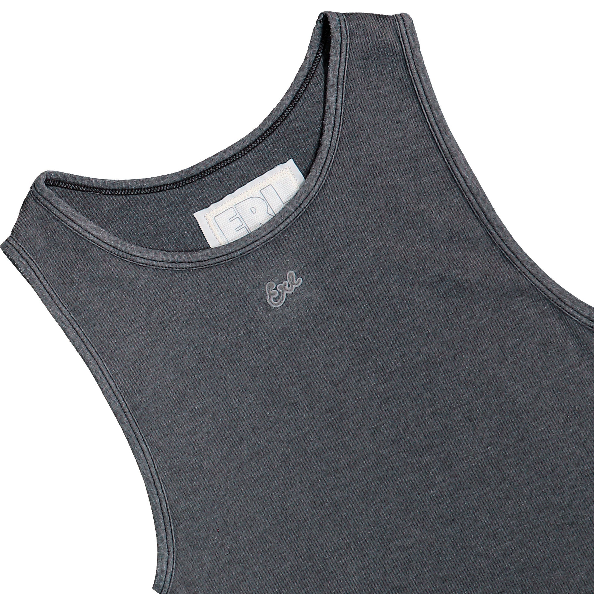ERL Faded Black Knit Tank Top Faded Black  Tops ERL12T101-1 / Faded Black Detail View 3 | GATE
