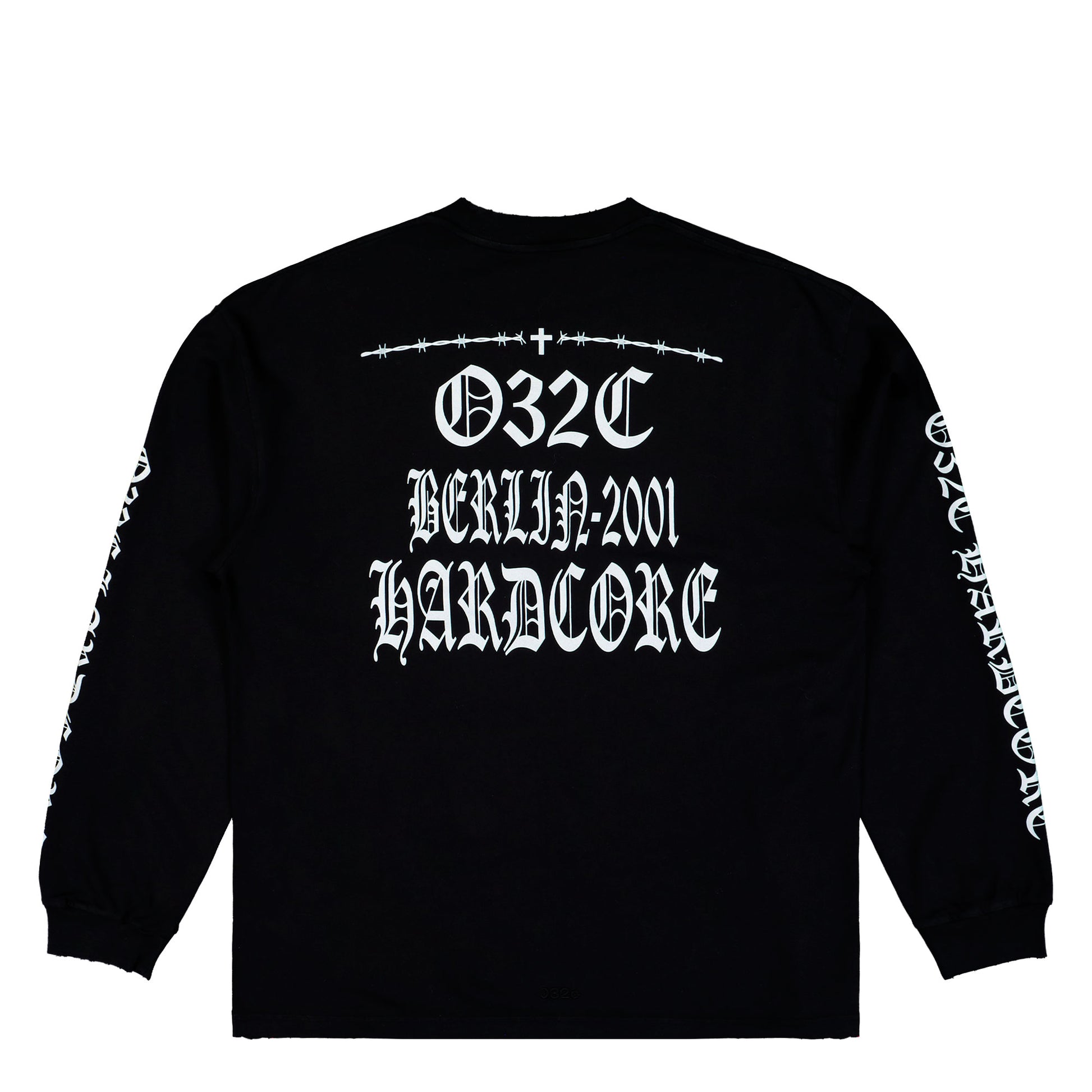 032c Hardcore Since 2001 Longsleeve Washed Black Longsleeves F25-URC-0251-050 Close-up | Overkill

