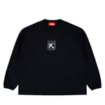 032c Fainting Cross Oversized Longsleeve Washed Black Longsleeves F25-URC-0271-050 | Overkill
