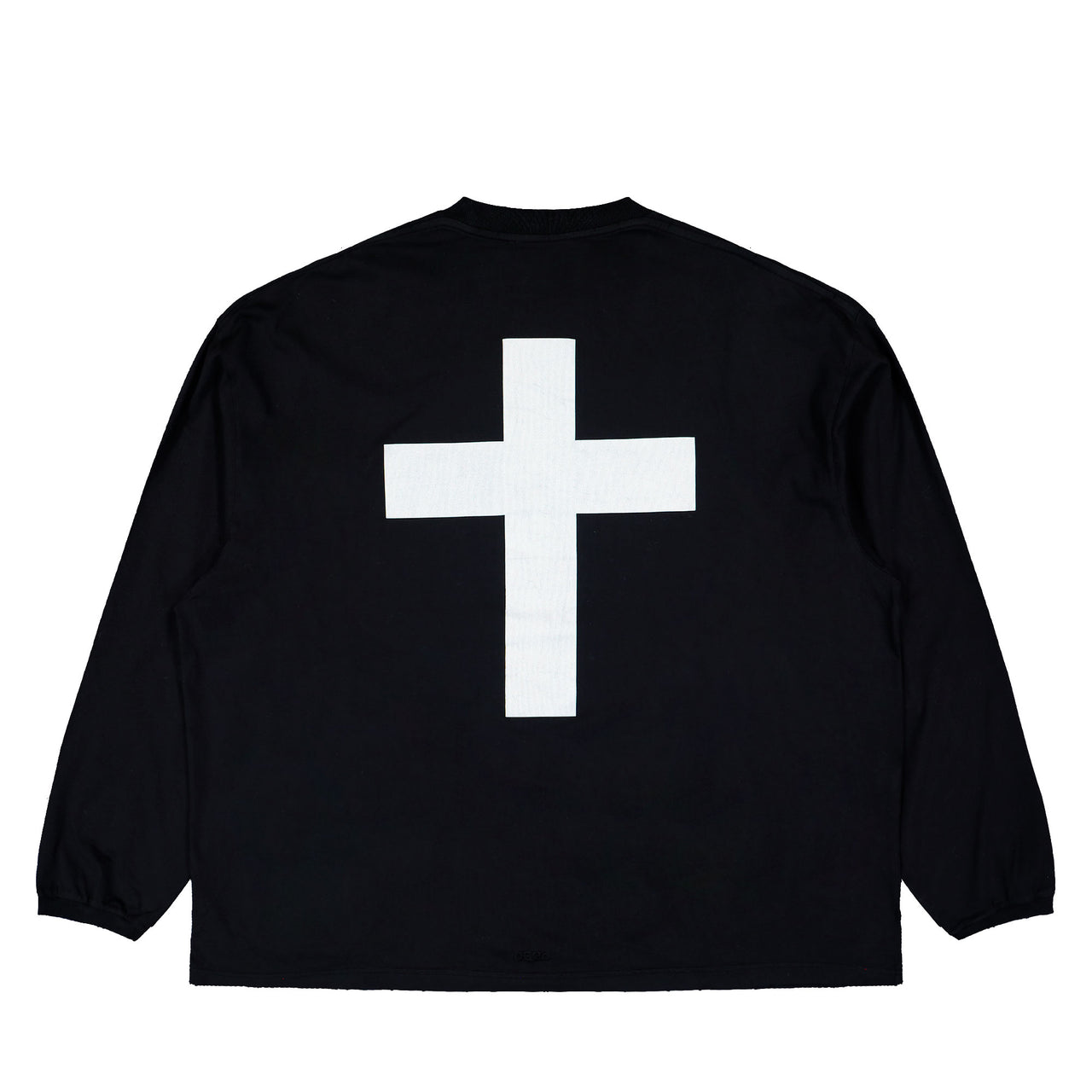 032c Fainting Cross Oversized Longsleeve Washed Black Longsleeves F25-URC-0271-050 | Overkill
