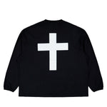 032c Fainting Cross Oversized Longsleeve Washed Black Longsleeves F25-URC-0271-050 Close-up | Overkill
