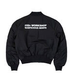 032c Suspicious Minds Bomber Jacket Black Jackets F25-URW-1912-000 Close-up | Overkill
