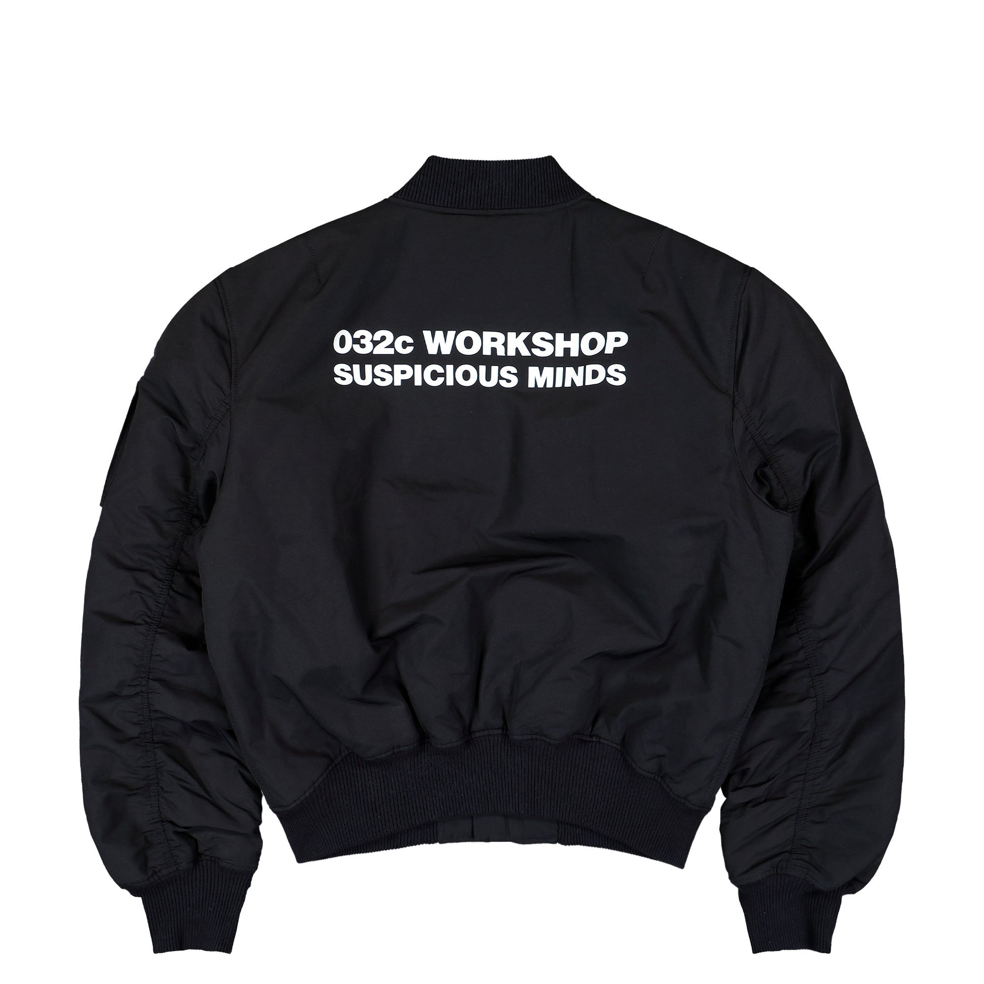 032c Suspicious Minds Bomber Jacket Black Jackets F25-URW-1912-000 Close-up | Overkill
