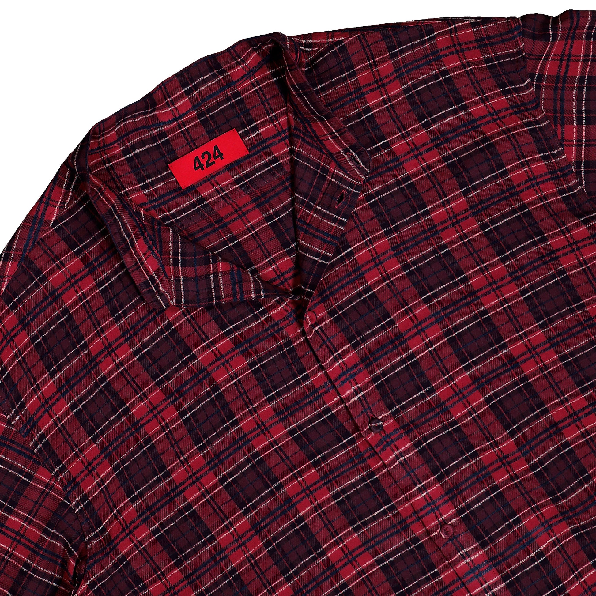 424 Flannel Shirt Red Shirts FFF5MS15BP TQ085 310 / Red Detail View 3 | GATE
