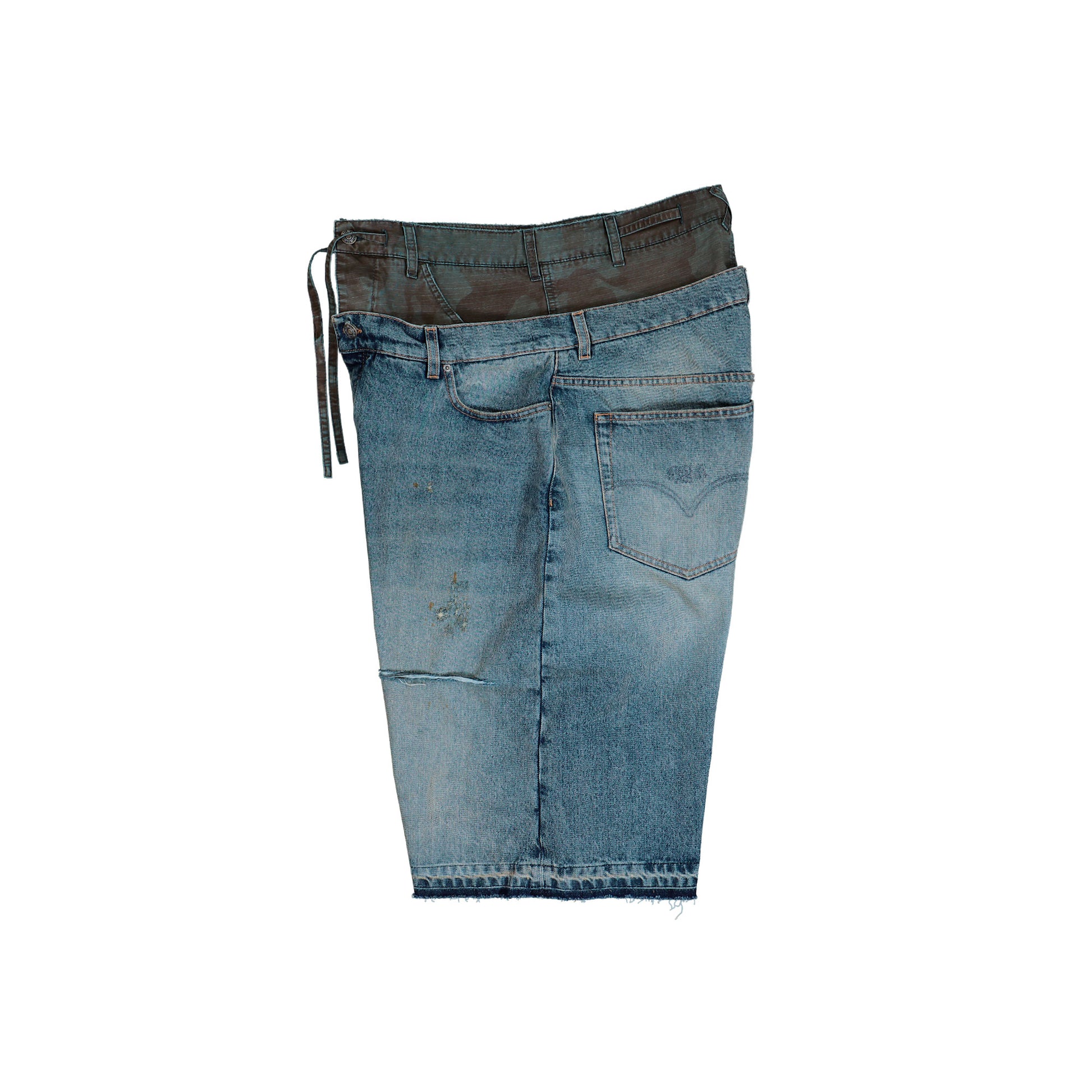 424 Big Daddy Double Short Japanese Vintage Washed Blue Shorts FFF5MT35AP TE001 502 / Japanese Vintage Washed Blue Detail View 3 | GATE
