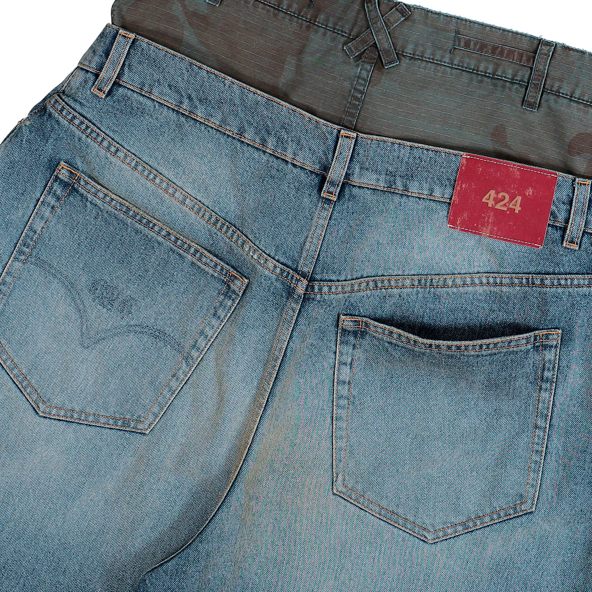 424 Big Daddy Double Short Japanese Vintage Washed Blue Shorts FFF5MT35AP TE001 502 / Japanese Vintage Washed Blue Detail View 5 | GATE
