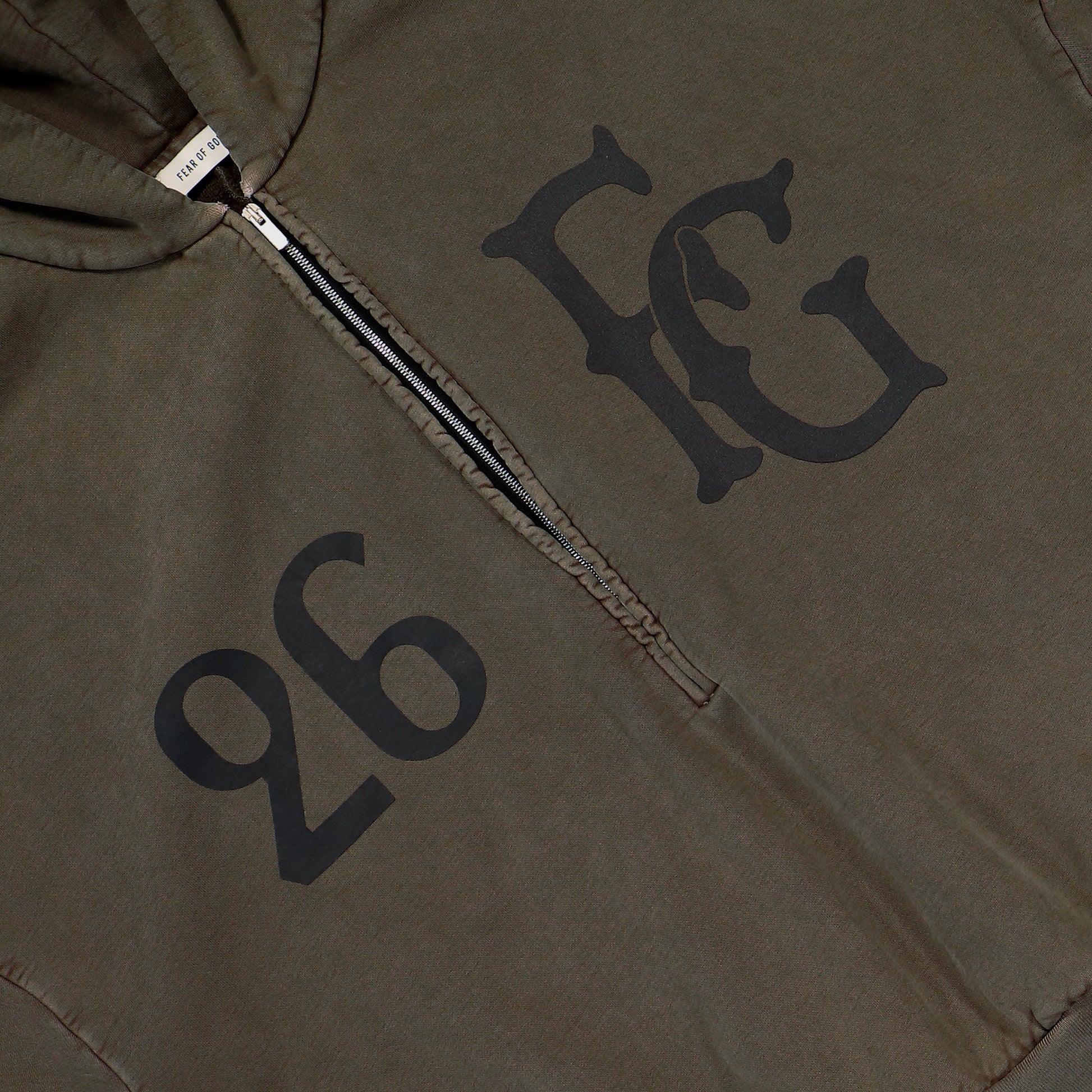 Fear Of God Baseball Club Half Zip Hoodie Faded Brown Hoodie FG9M12-9945BHF Detail View 4 | GATE
