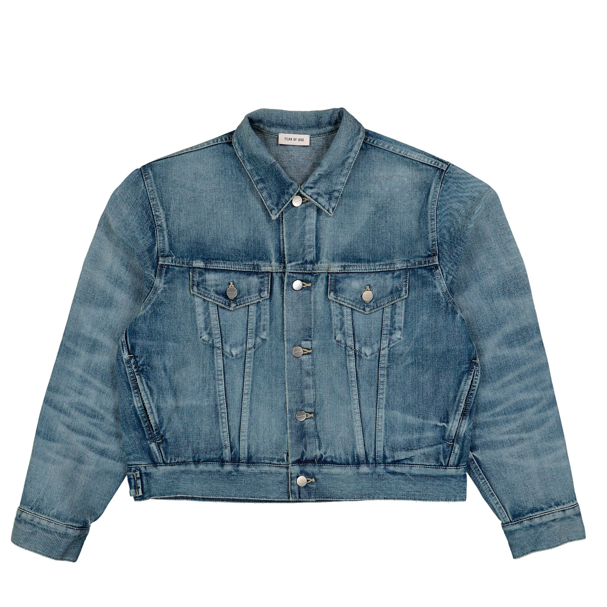 Fear Of God Classic Trucker Jacket Vintage Indigo Jacket FG9M42-9909DNMSEL Detail View 1 | GATE
