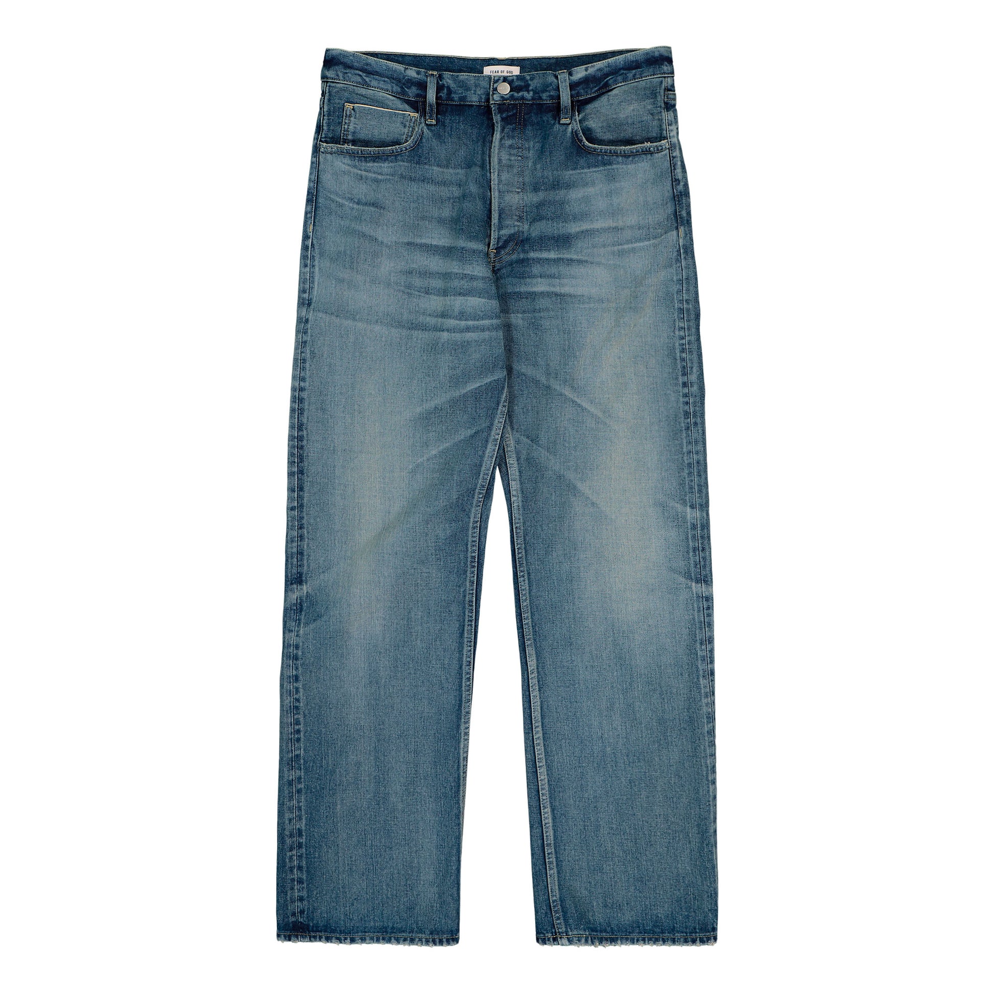 Fear Of God Straight 5 Pkt Vintage Indigo denim FG9M45-9906DNMSEL Detail View 1 | GATE
