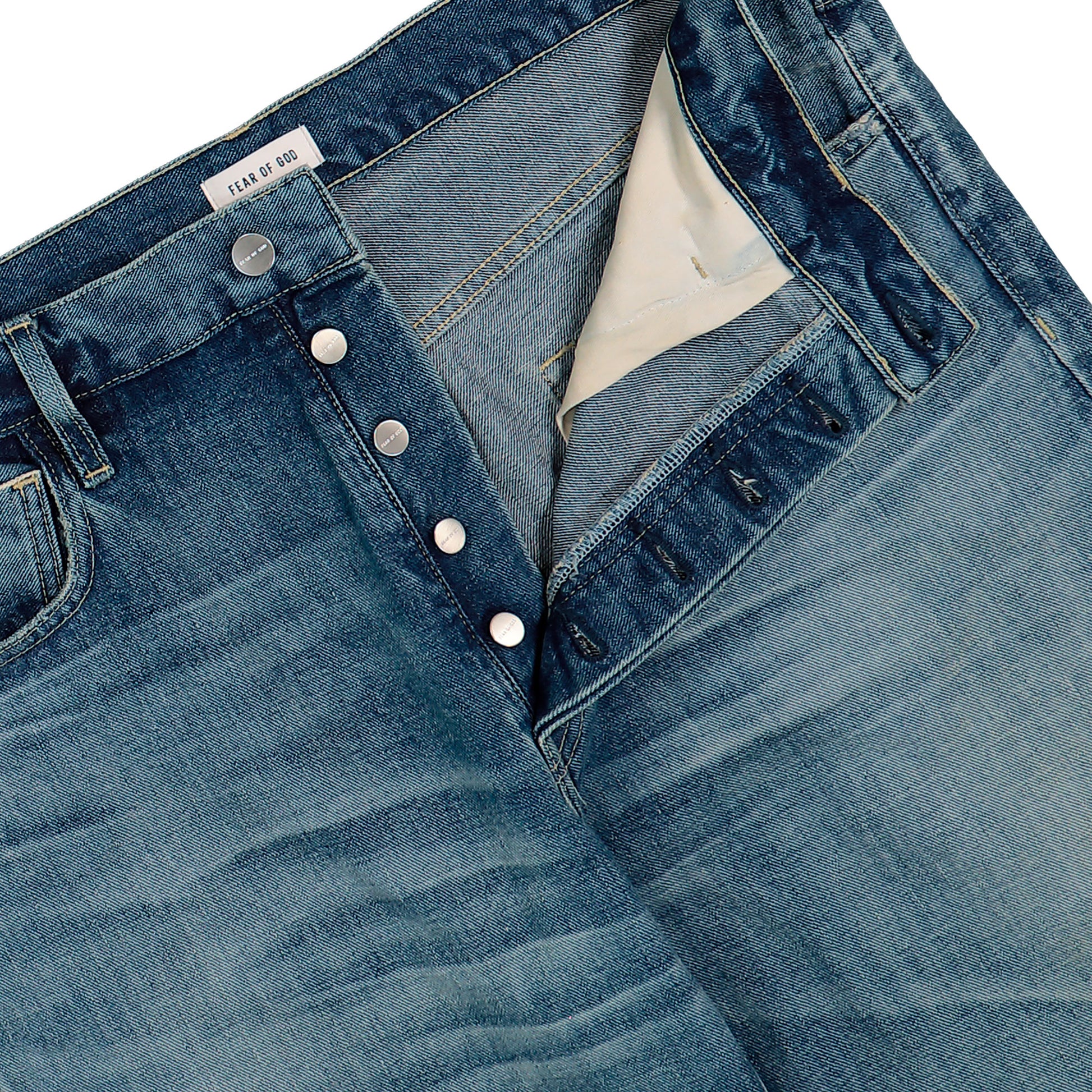 Fear Of God Straight 5 Pkt Vintage Indigo denim FG9M45-9906DNMSEL Detail View 4 | GATE
