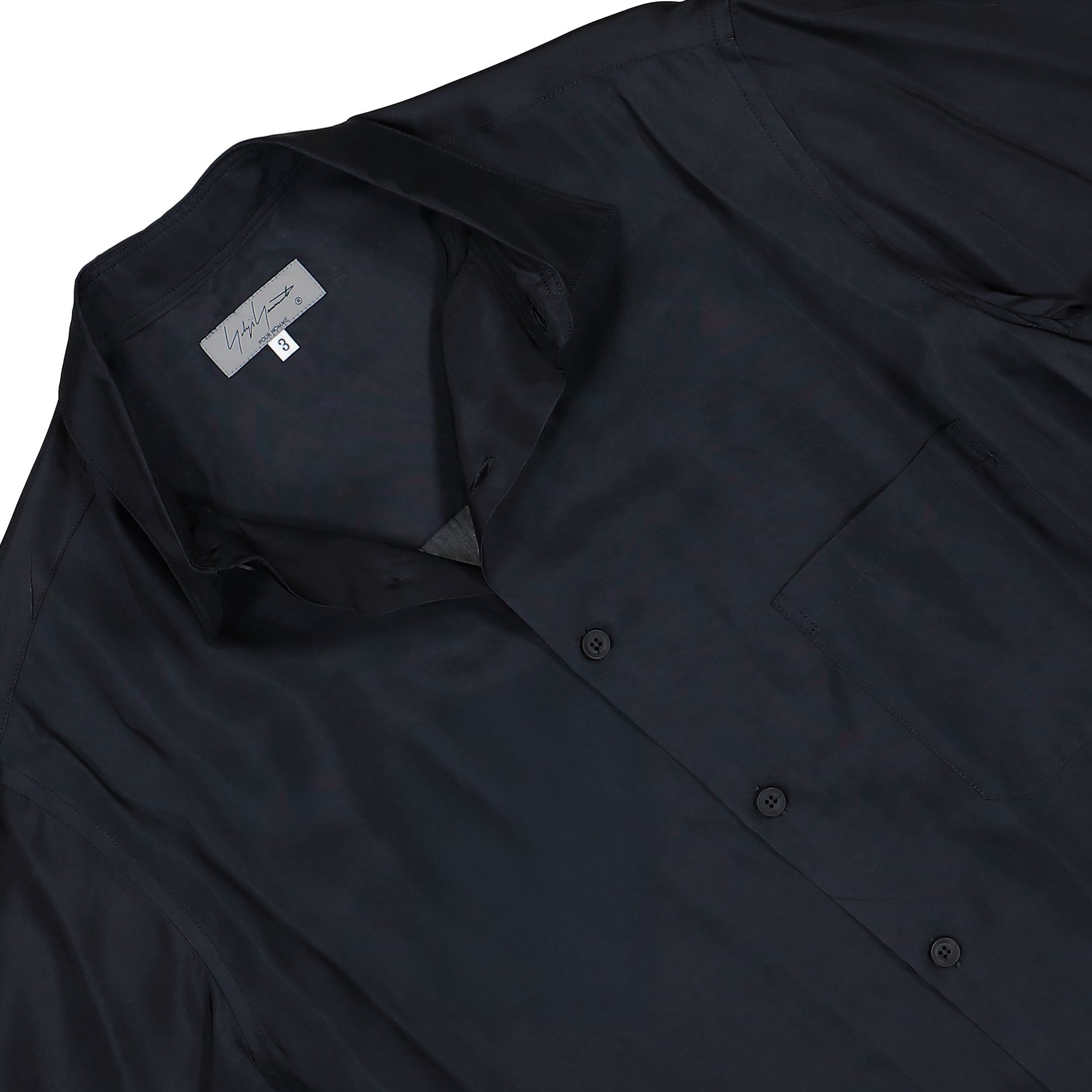 Yohji Yamamoto Homme Big Half Sleeve Shirt Black Shirts HK-B10-200-1 Detail View 3 | GATE
