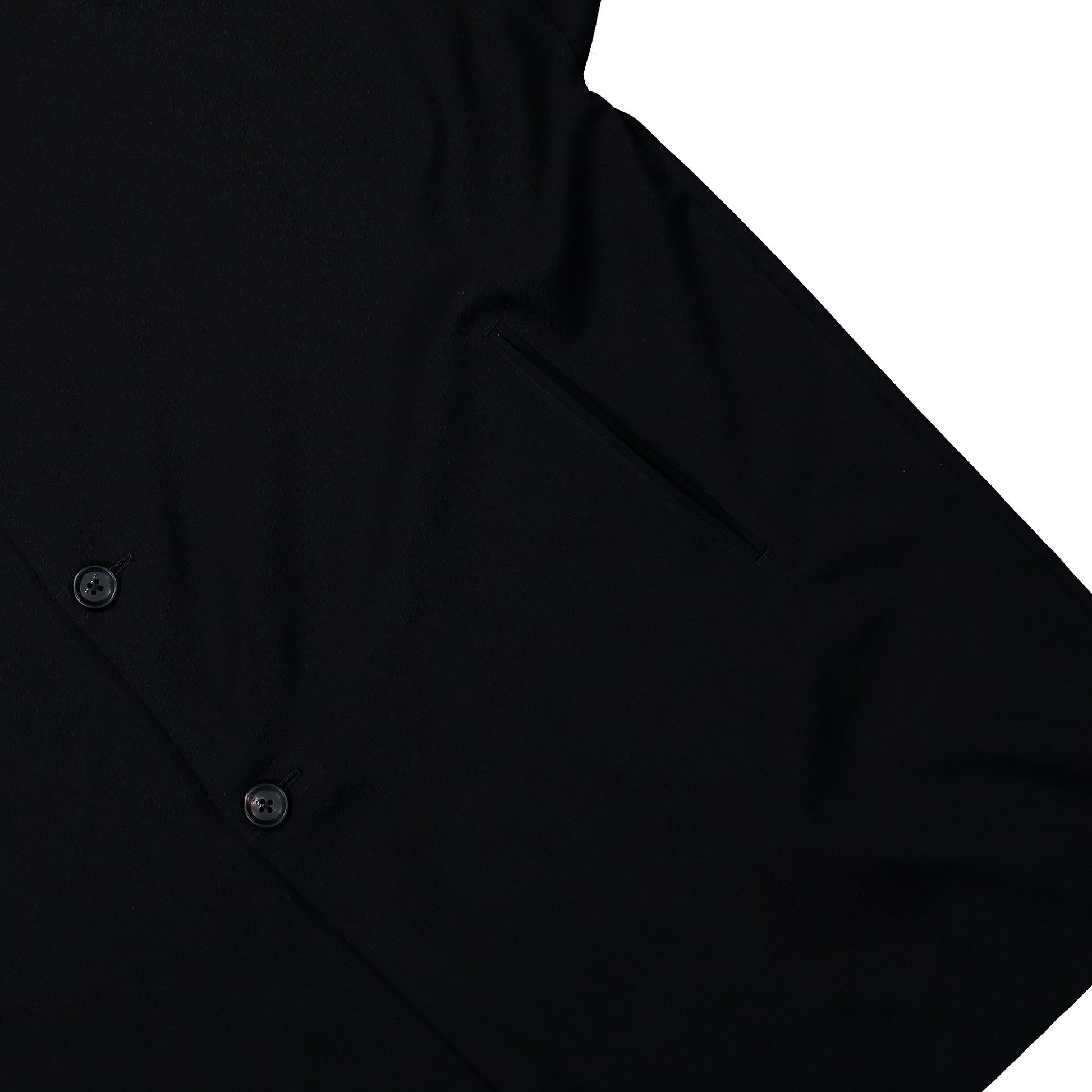 Yohji Yamamoto Homme Gabardine Long Cape Jacket Black Jackets HK-J55-100-2 Detail View 4 | GATE