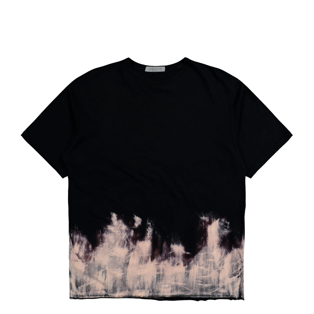 Yohji Yamamoto Homme Round Neck Short Sleeve Tee Black T-Shirts HK-T12-082-1 Detail View 1 | GATE