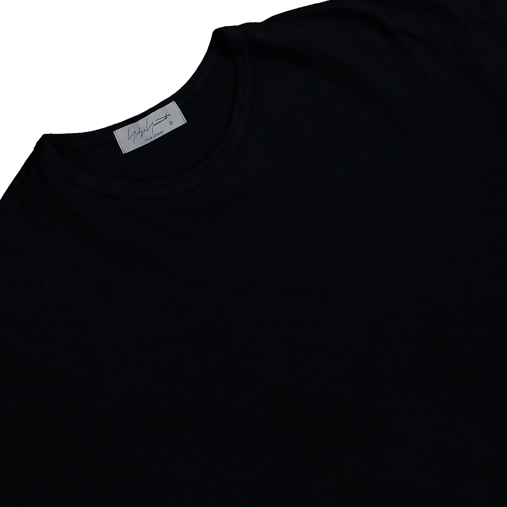 Yohji Yamamoto Homme Round Neck Short Sleeve Tee Black T-Shirts HK-T12-082-1 Detail View 3 | GATE