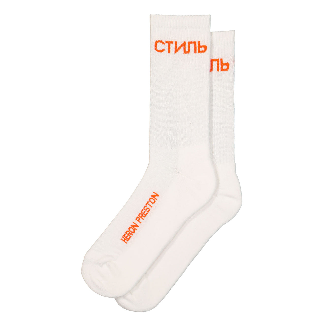 Heron Preston CTNMB Long Socks White/Orange Socks HMRA008S22KNI0010122 | Overkill
