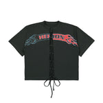 Heron Preston HP Flaming Lace-Up SS Tee Black Detail view 1 | Gate