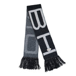 GmbH Knitted Colour Blocked Scarf With Fringes Dark Grey Scarves Idris Detail View 1 | GATE