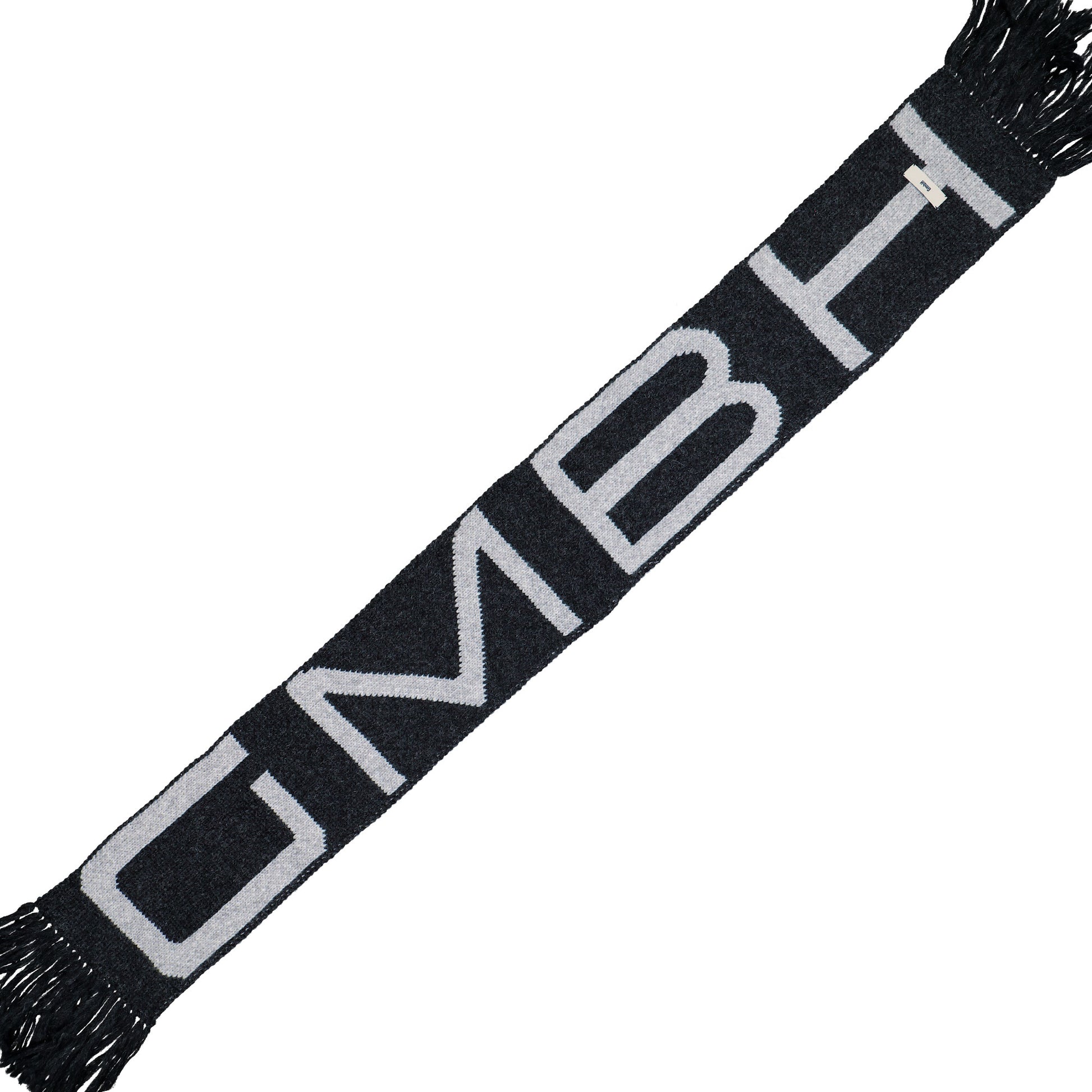 GmbH Knitted Colour Blocked Scarf With Fringes Dark Grey Scarves Idris Detail View 3 | GATE