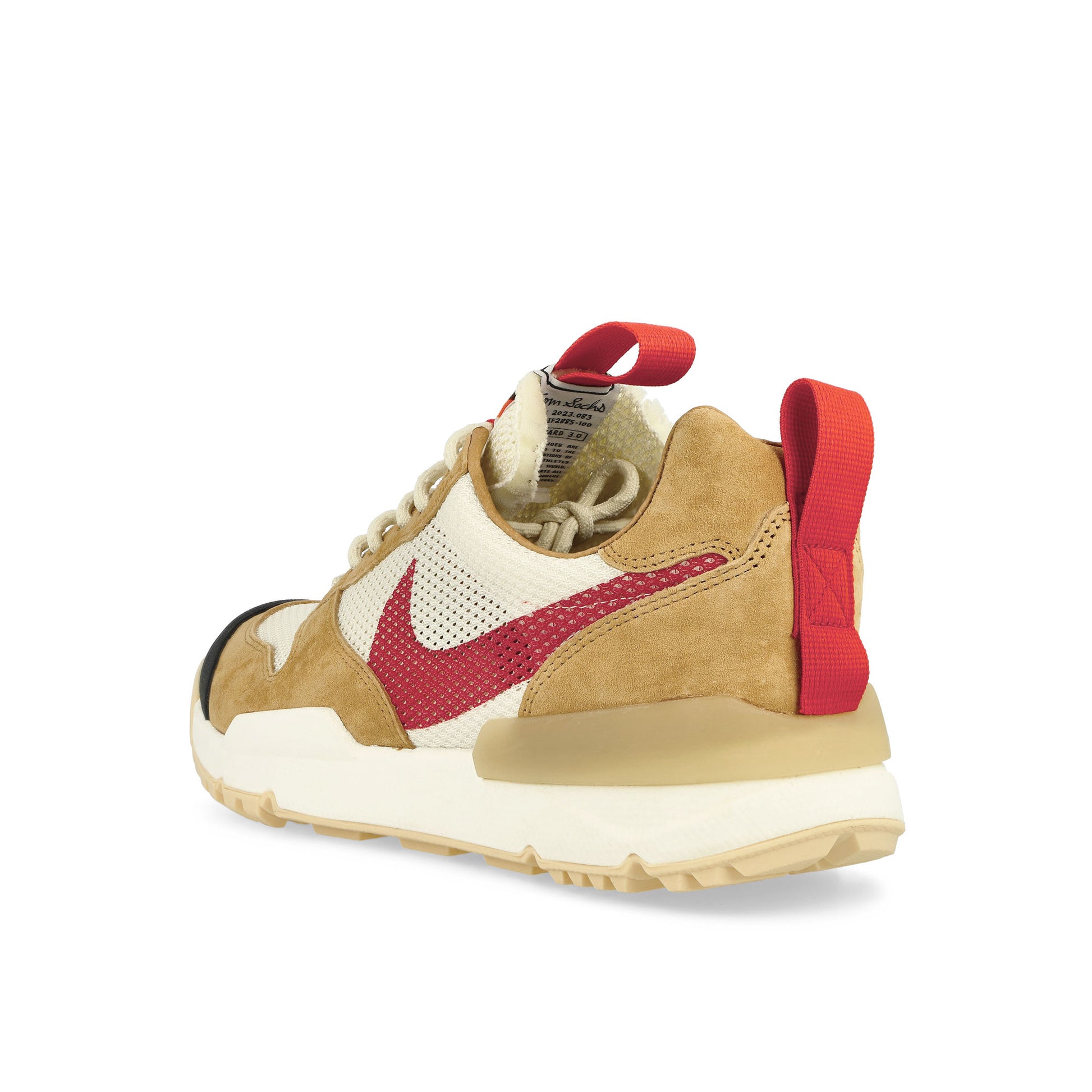 Tom Sachs x NikeCraft Mars Yard 3.0 Natural / Sport Red - Maple - Sail Sneaker IF2885 100 Close-up | Overkill