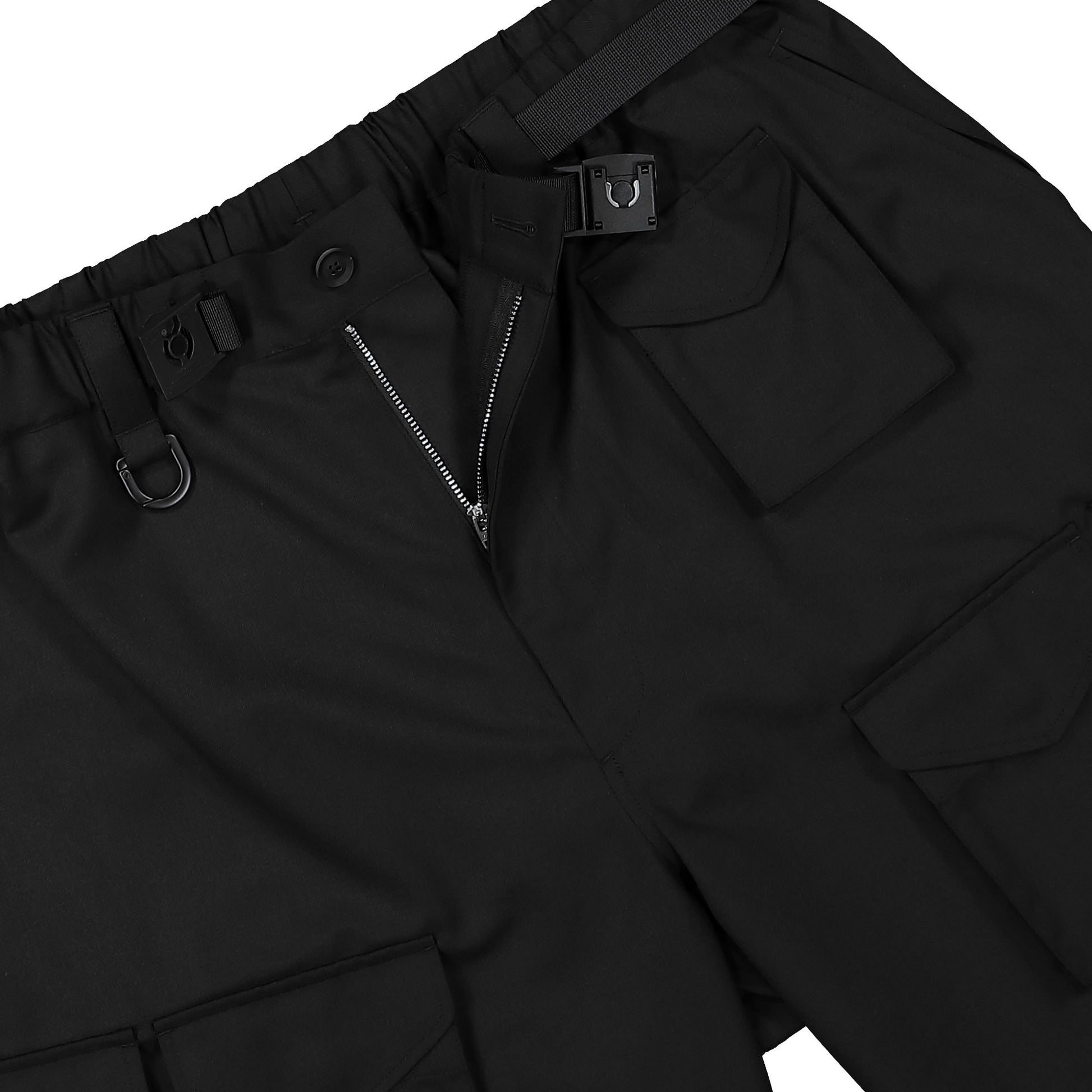 Y-3 Refined Wool Cargo Pants Black Pants IW7453 Detail View 4 | GATE