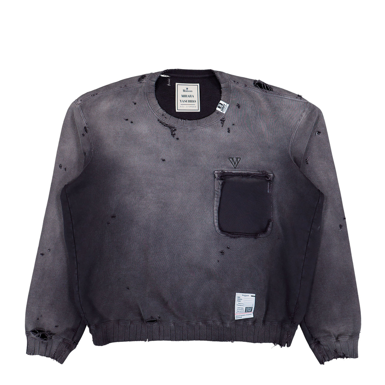 Maison Mihara Yasuhiro Sun Faded Pullover Black Sweatshirt J16PO722 Detail View 1 | GATE
