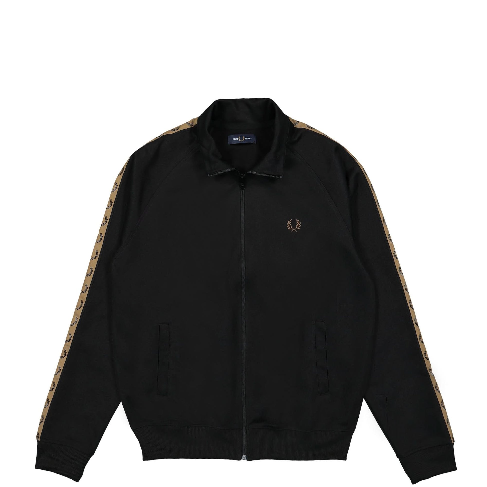 Fred Perry Contrast Tape Track Jacket Black Detail view 1 | Gate