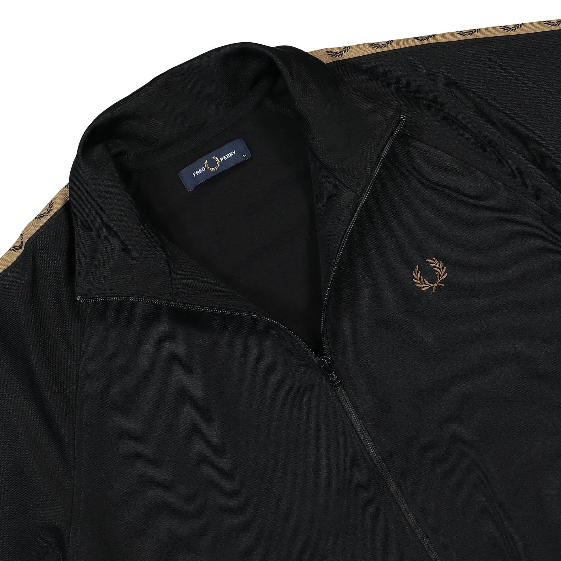 Fred Perry Contrast Tape Track Jacket Black Detail view 3 | Gate