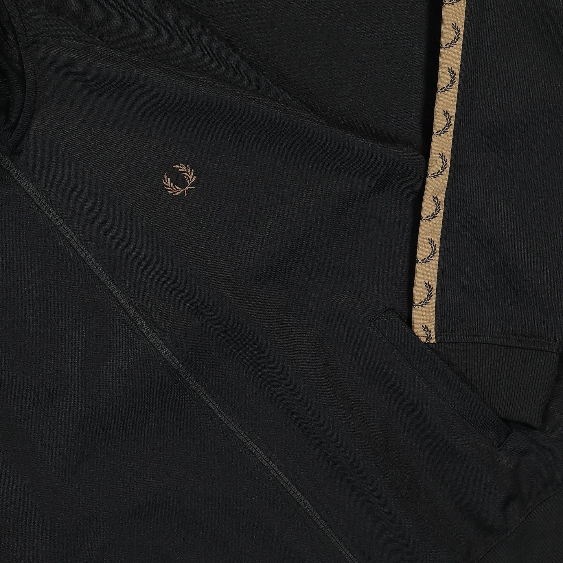 Fred Perry Contrast Tape Track Jacket Black Detail view 4 | Gate