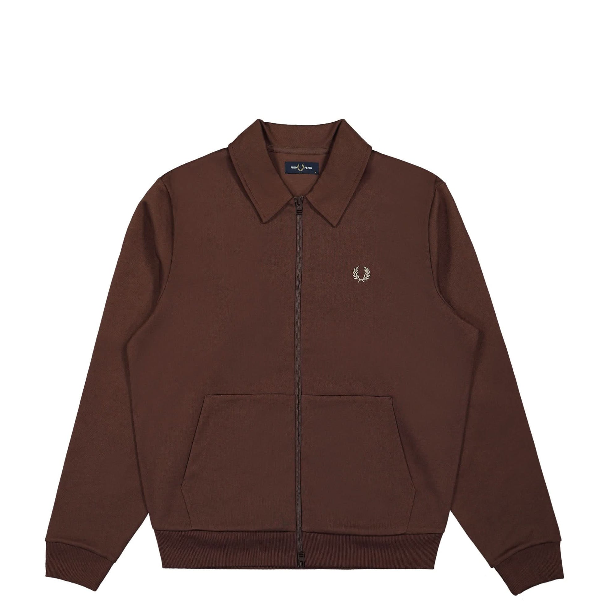 Fred Perry Tape Detail Collared Track Jacket Brown Detail view 1 | Gate