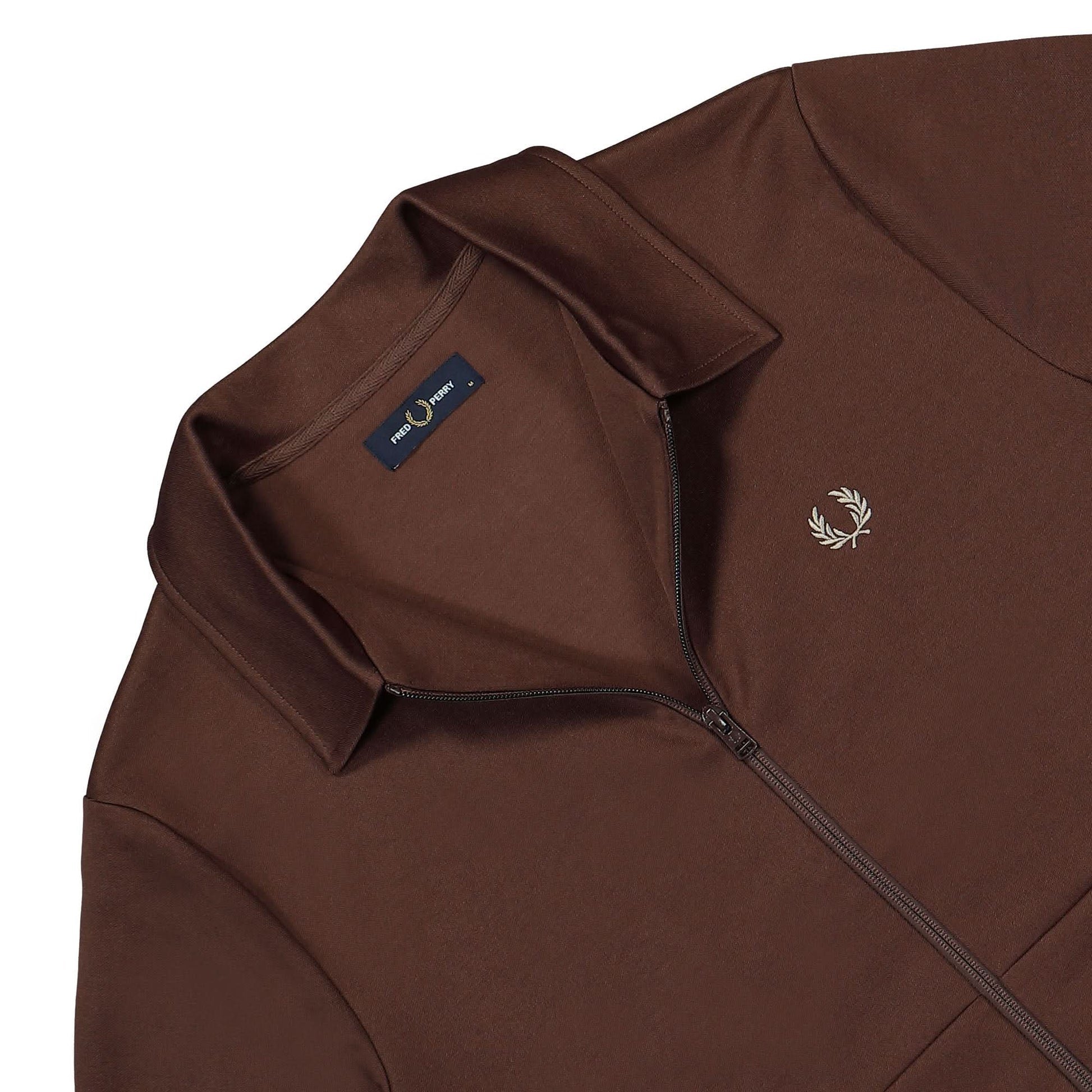 Fred Perry Tape Detail Collared Track Jacket Brown Detail view 3 | Gate
