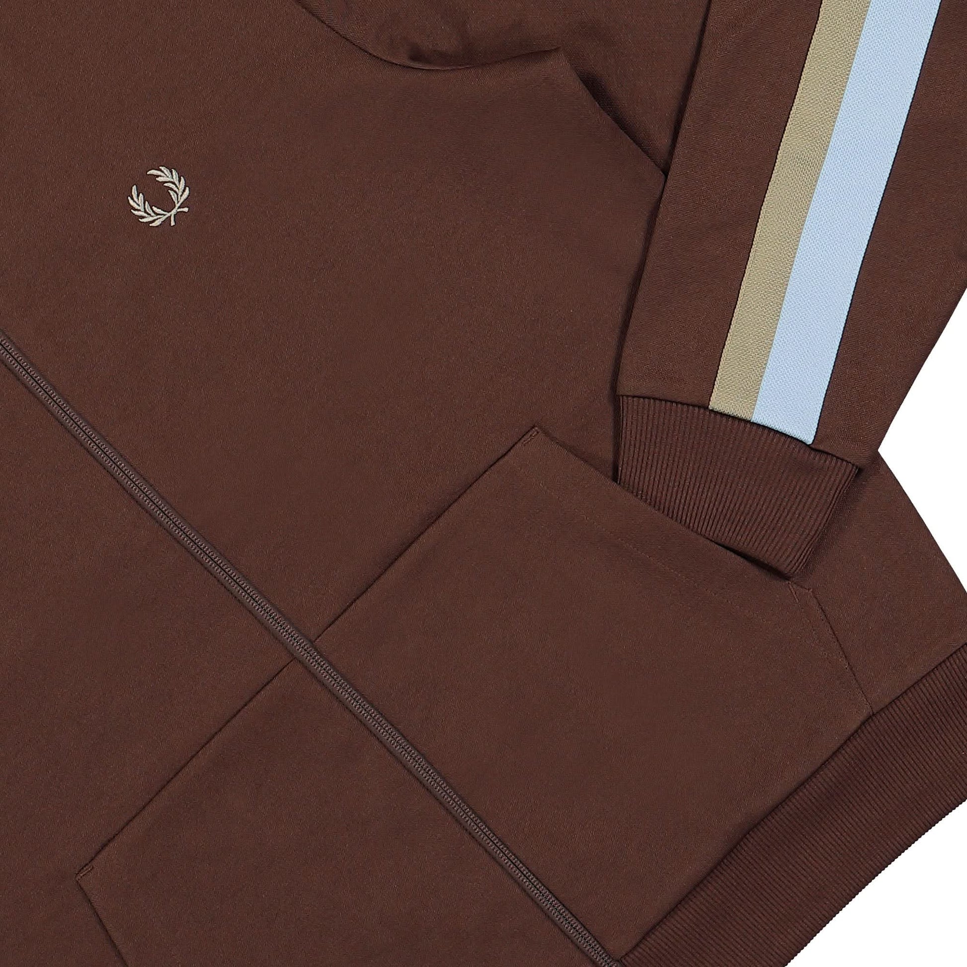 Fred Perry Tape Detail Collared Track Jacket Brown Detail view 4 | Gate