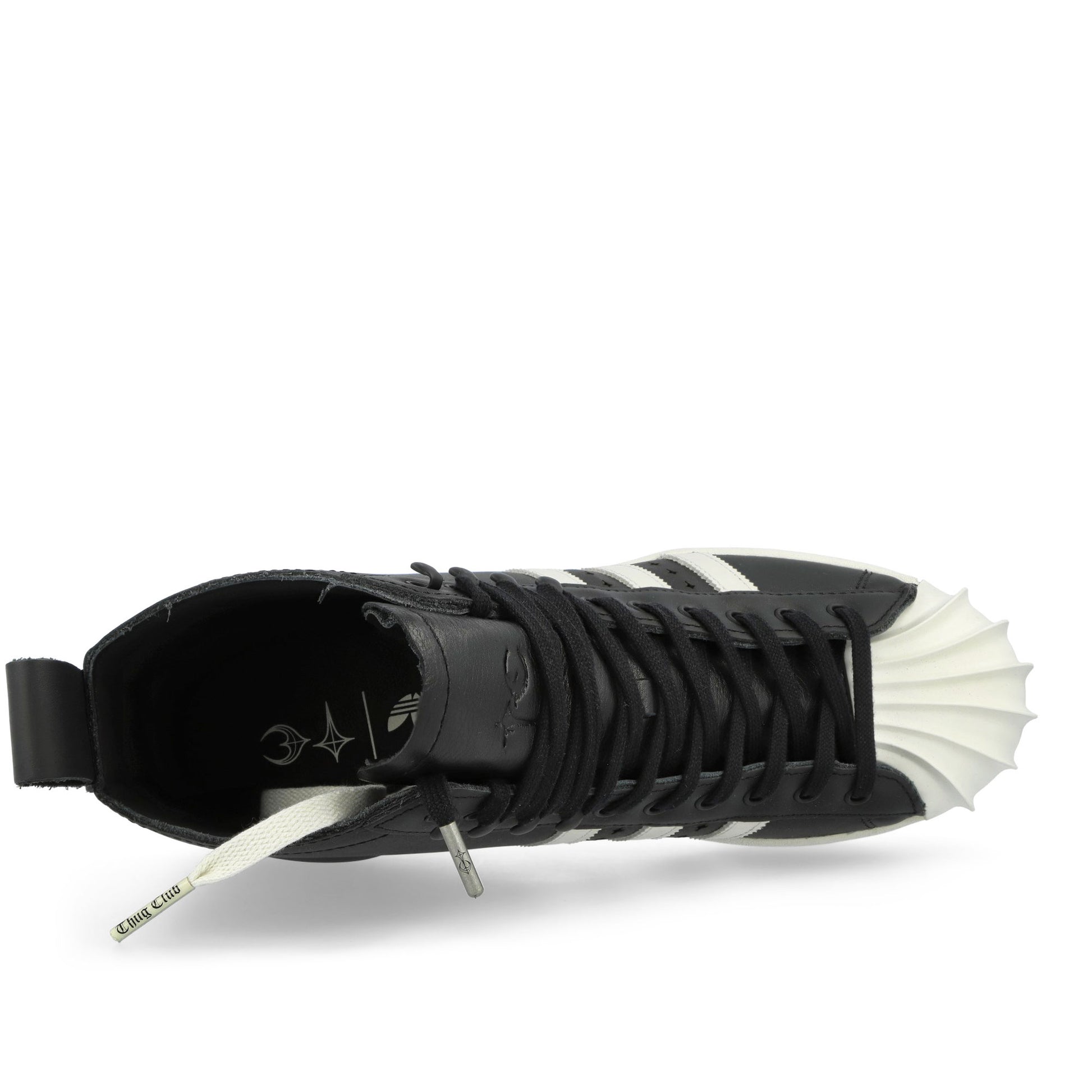 Thug Club x adidas Superstar Boot Luxe TC Core Black / Off White / Core Black High Top Sneakers JP6519 Detail View 5 | GATE