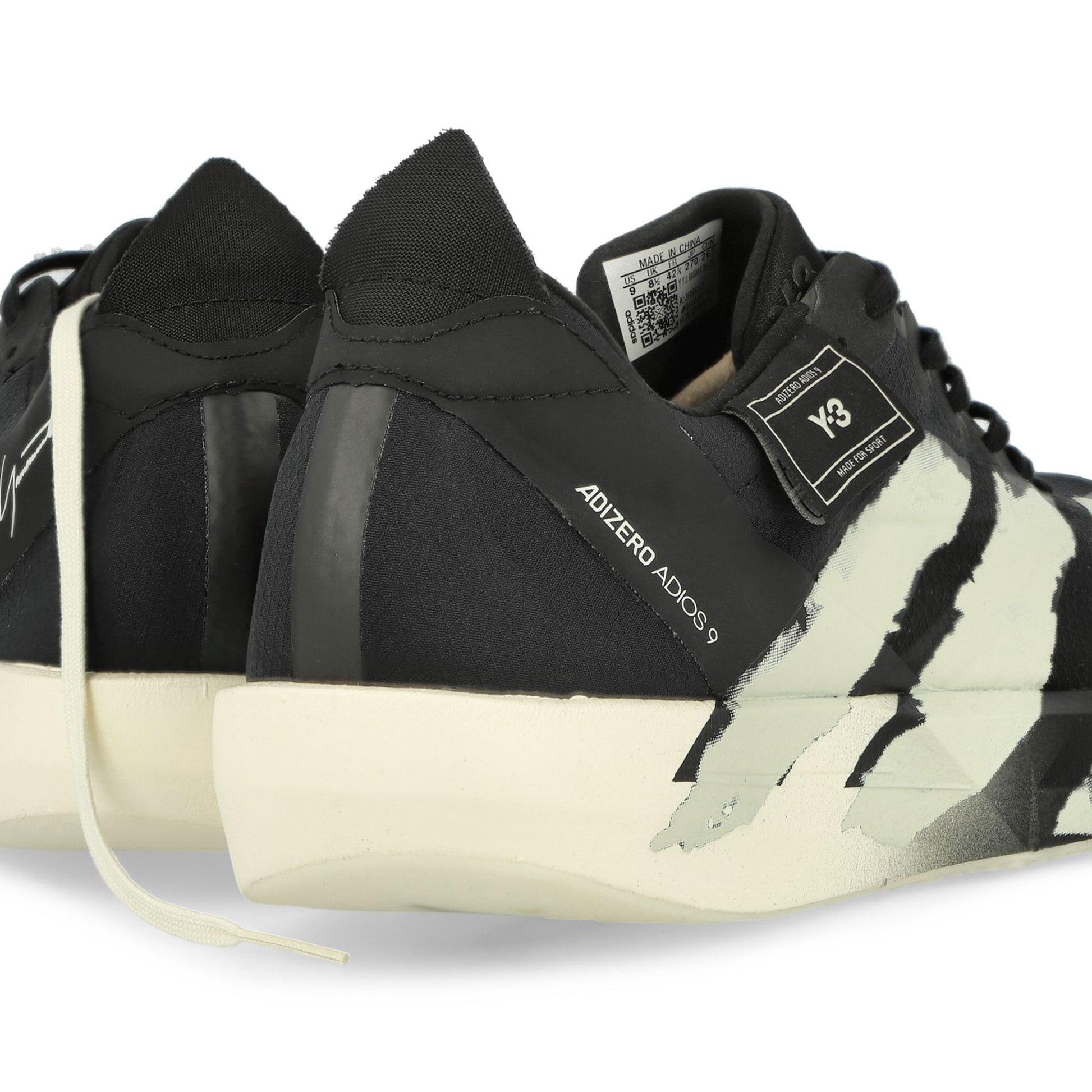Y-3 Adios 9  Black / Black / Off White Low Top Sneakers JR6652 Detail View 3 | GATE