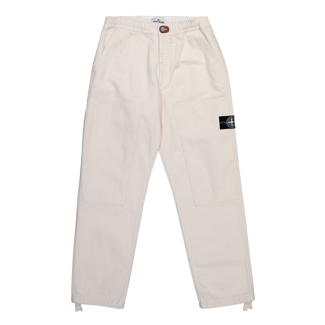 Stone Island Chino Trousers With Elasticated Waistband Ivory Denim K2S153100001-S00T1 V0093 Detail View 1 | GATE