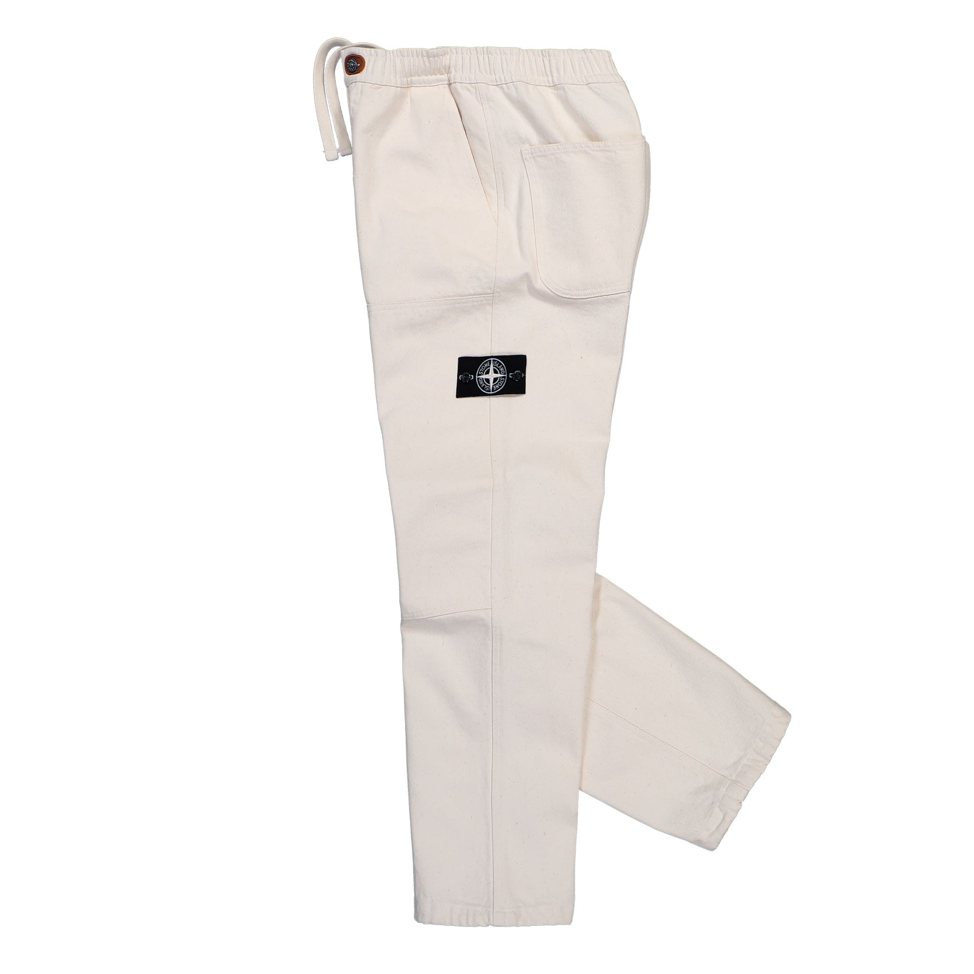 Stone Island Chino Trousers With Elasticated Waistband Ivory Denim K2S153100001-S00T1 V0093 Detail View 3 | GATE