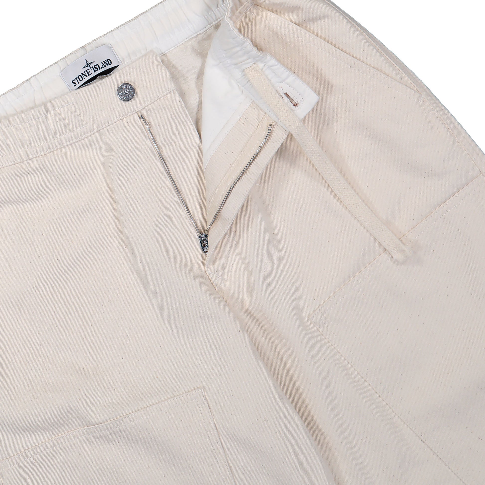 Stone Island Chino Trousers With Elasticated Waistband Ivory Denim K2S153100001-S00T1 V0093 Detail View 4 | GATE