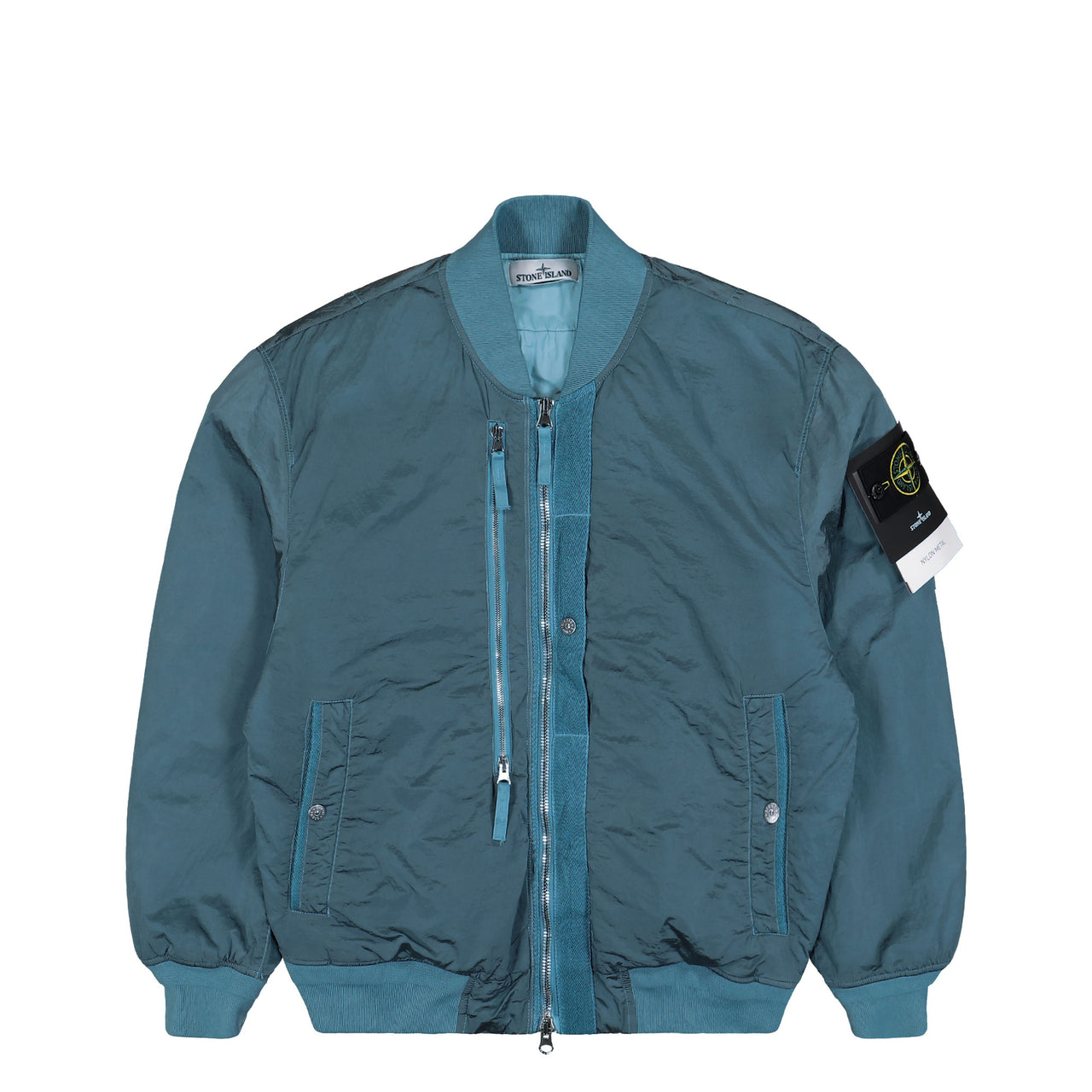 Stone Island Bomber Jacket With Anti-Drop And Zip Pockets Steel Blue Jackets K2S154100038-S0019 V002B Detail View 1 | GATE