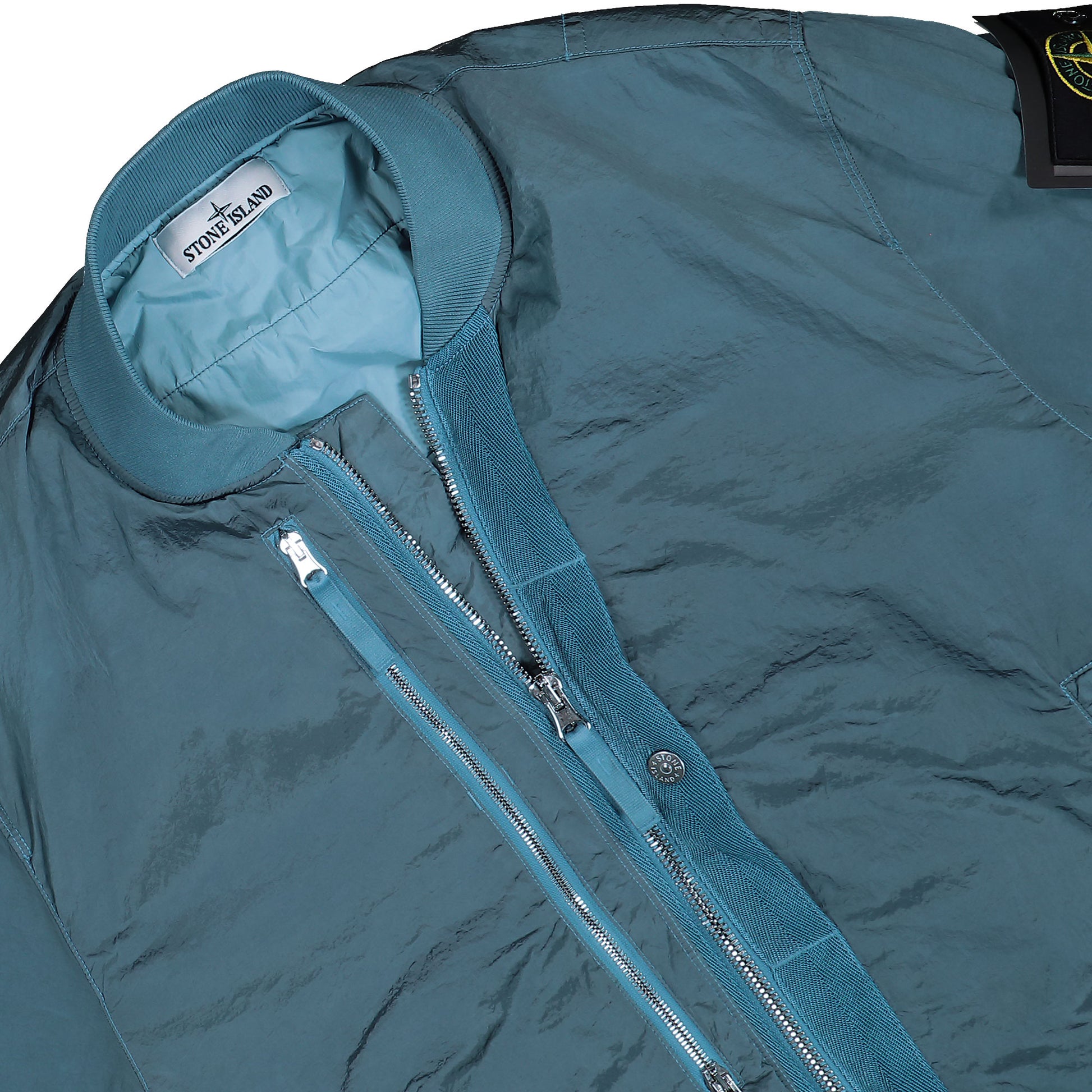Stone Island Bomber Jacket With Anti-Drop And Zip Pockets Steel Blue Jackets K2S154100038-S0019 V002B Detail View 3 | GATE