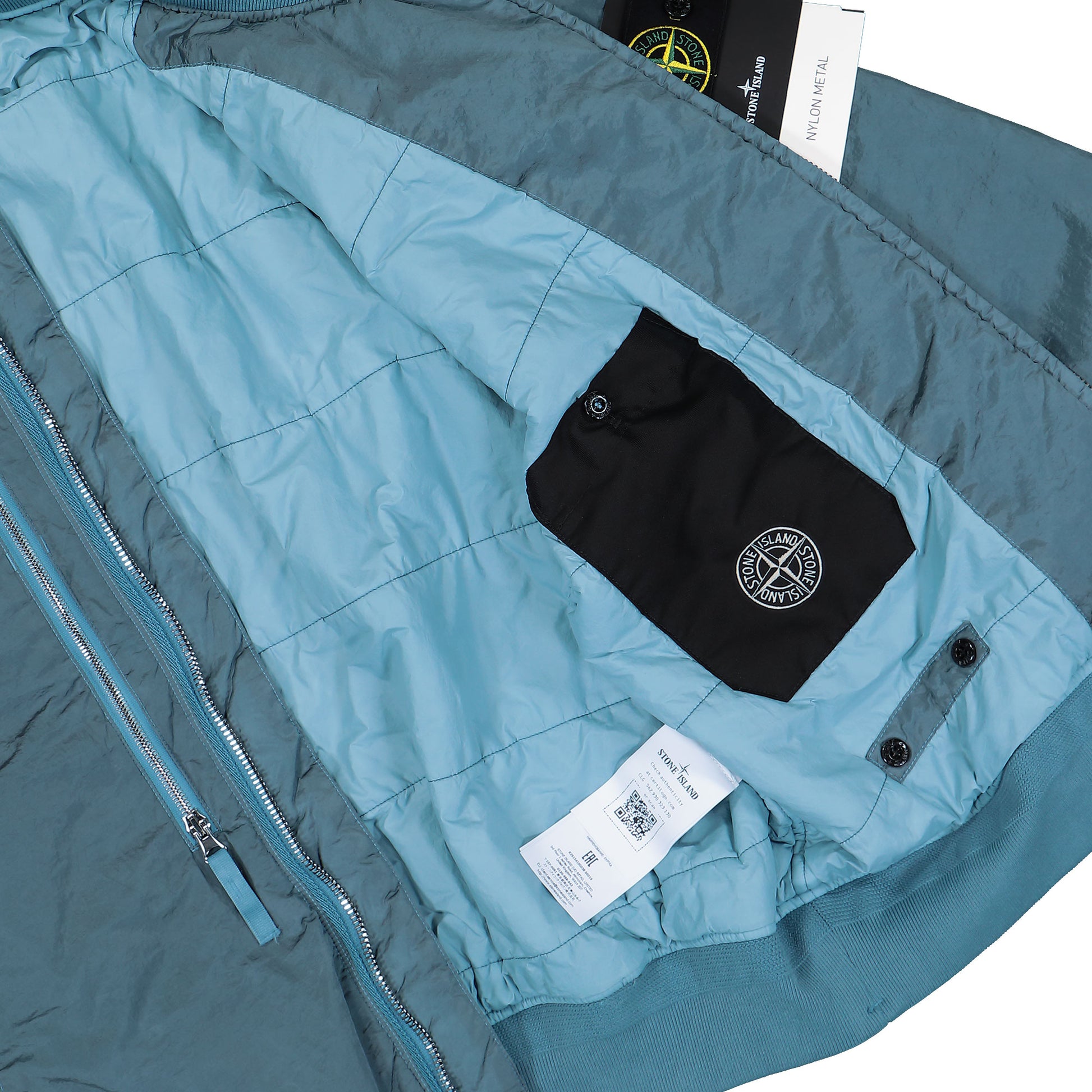 Stone Island Bomber Jacket With Anti-Drop And Zip Pockets Steel Blue Jackets K2S154100038-S0019 V002B Detail View 6 | GATE