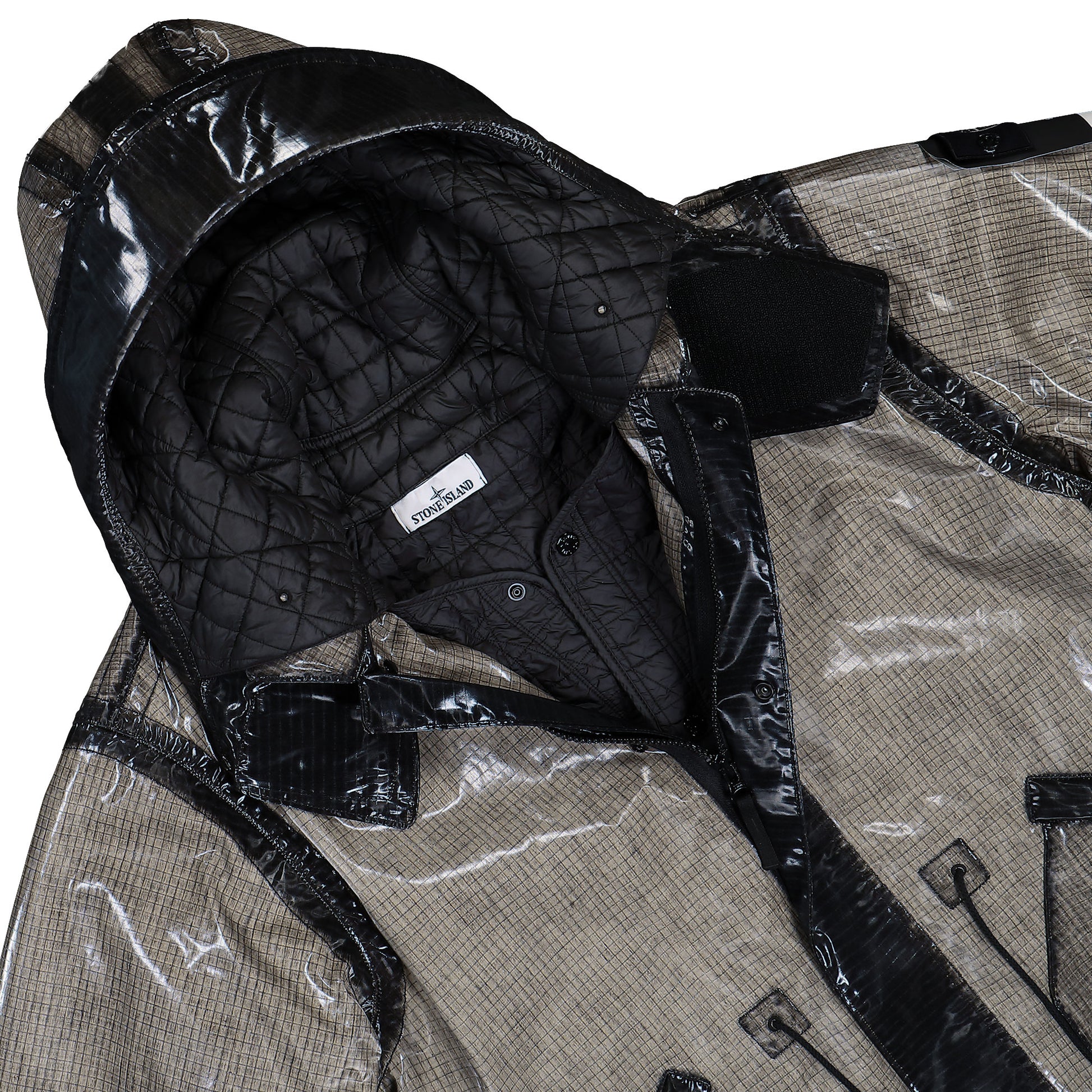 Stone Island Hooded Parka With Prismatic Effect And Padded Lining Pearl Grey Parkas K2S154100079-S0237 V0061 Detail View 3 | GATE