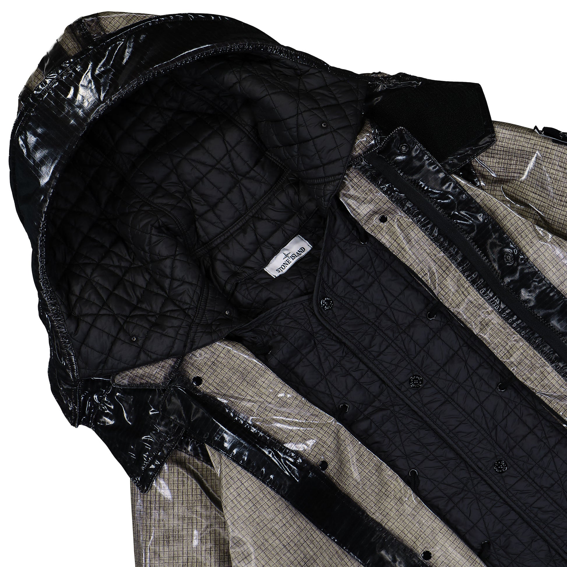 Stone Island Hooded Parka With Prismatic Effect And Padded Lining Pearl Grey Parkas K2S154100079-S0237 V0061 Detail View 6 | GATE