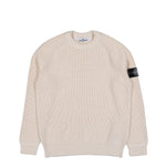 Stone Island Crewneck Jumper With Fishermans Rib And Raglan Sleeves Ivory Knitwear K2S155100012-S00TA V0093 Detail View 1 | GATE