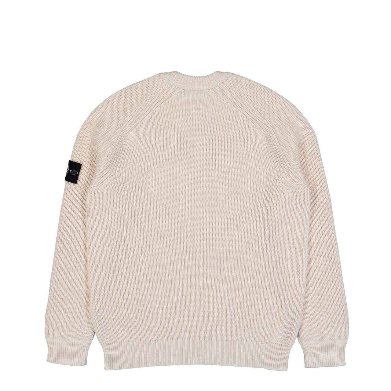 Stone Island Crewneck Jumper With Fishermans Rib And Raglan Sleeves Ivory Knitwear K2S155100012-S00TA V0093 Detail View 1 | GATE