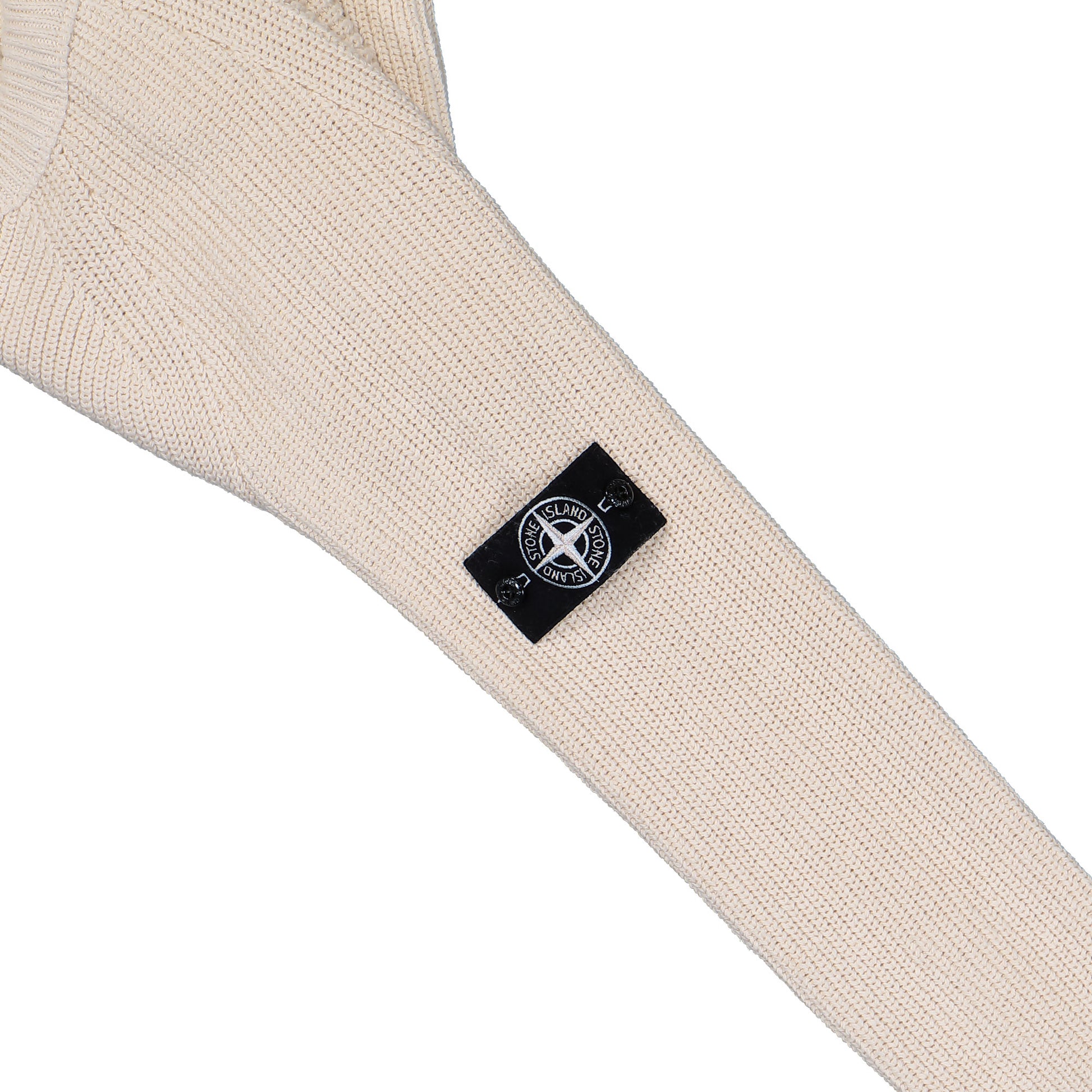 Stone Island Crewneck Jumper With Fishermans Rib And Raglan Sleeves Ivory Knitwear K2S155100012-S00TA V0093 Detail View 4 | GATE