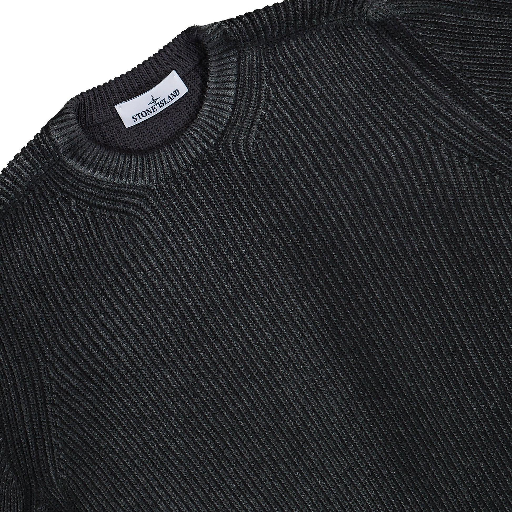 Stone Island Crewneck Jumper With Two Tone Spray And Fishermans Rib Lead Grey Knitwear K2S155100016-S00Z4 V0062 Detail View 3 | GATE