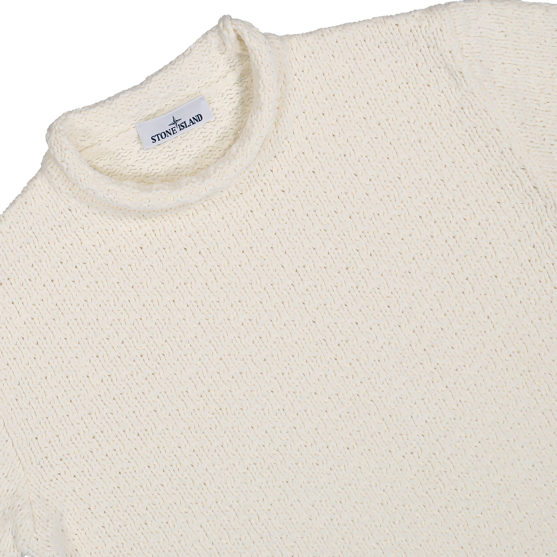 Stone Island Mock Neck Jumper With Reverse Stitch Details Ivory Knitwear K2S155100019-S00N5 V0093 Detail View 3 | GATE