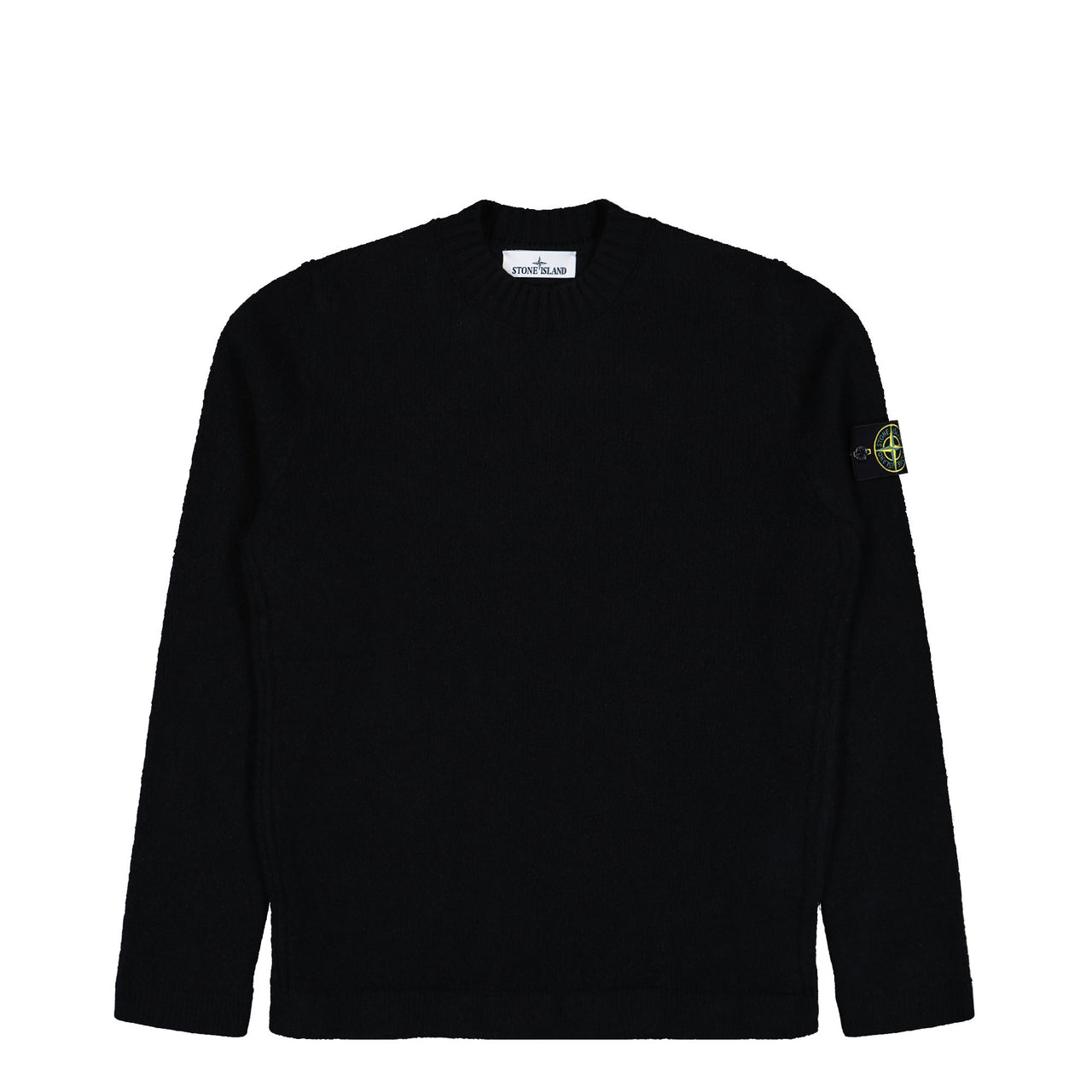 Stone Island Crewneck Jumper With Brushed Texture Black Sweatshirt K2S155100056-S00N2 V0029 Detail View 1 | GATE