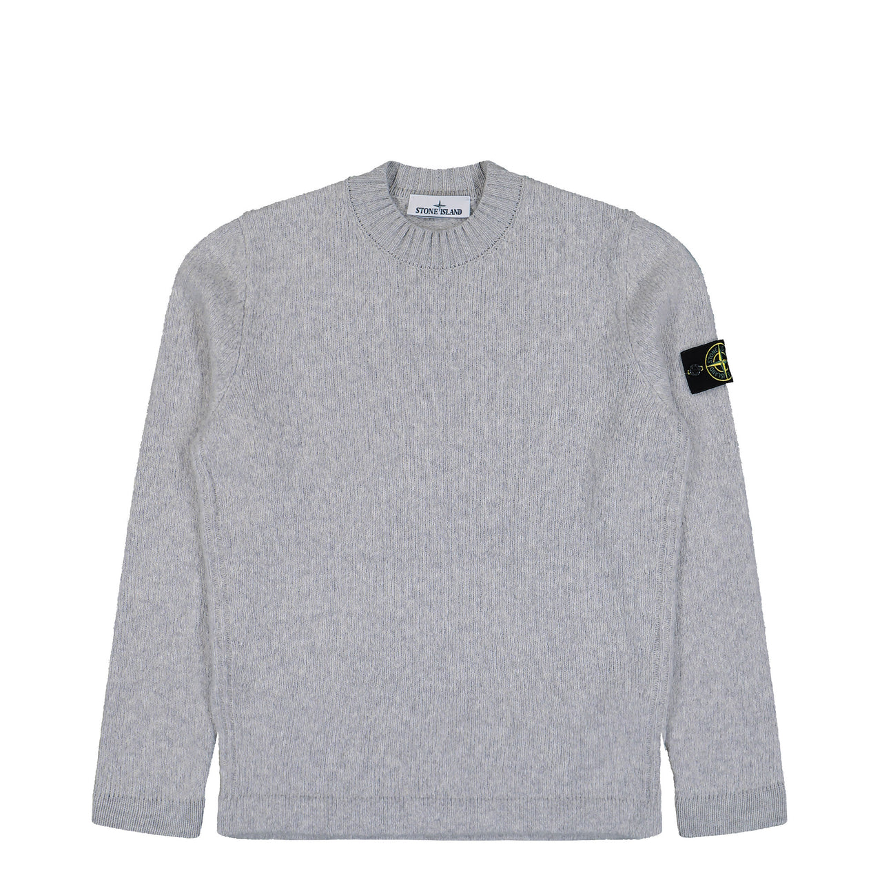 Stone Island Crewneck Jumper With Brushed Texture Grey Melange Sweatshirt K2S155100056-S00N2 V0M64 Detail View 1 | GATE